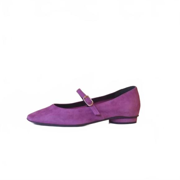 NEW ANNE THOMAS women's pavlova ballerina flat shoes in purple - Picture 1 of 2